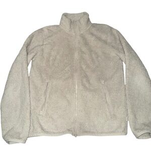Tna Teddy Fleece Zip‎ Up Jacket Cream Beige Cozy Casual Size XS